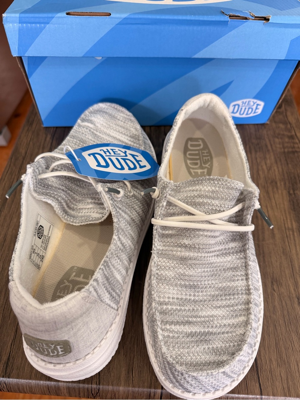 Hey Dude Women's Slip-On Loafers in Light Gray and White - Picture 3 of 13